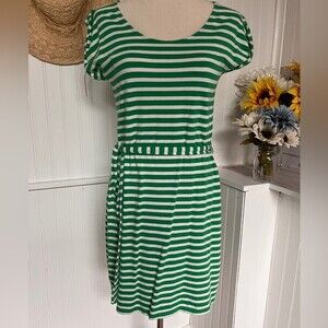 Casual Green & White Stripes Dress